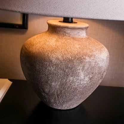 Retro Ceramic Table Lamp with Bamboo Shade