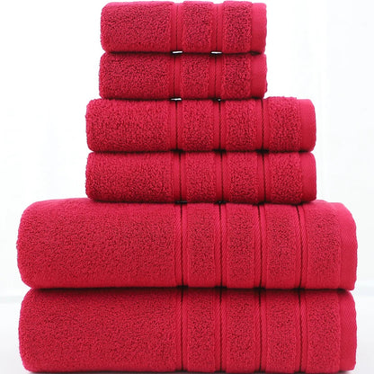 Six-piece cotton bath towel set in bordeaux red — Holm & Hearth