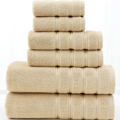 Six-piece cotton bath towel set in sand beige — Holm & Hearth