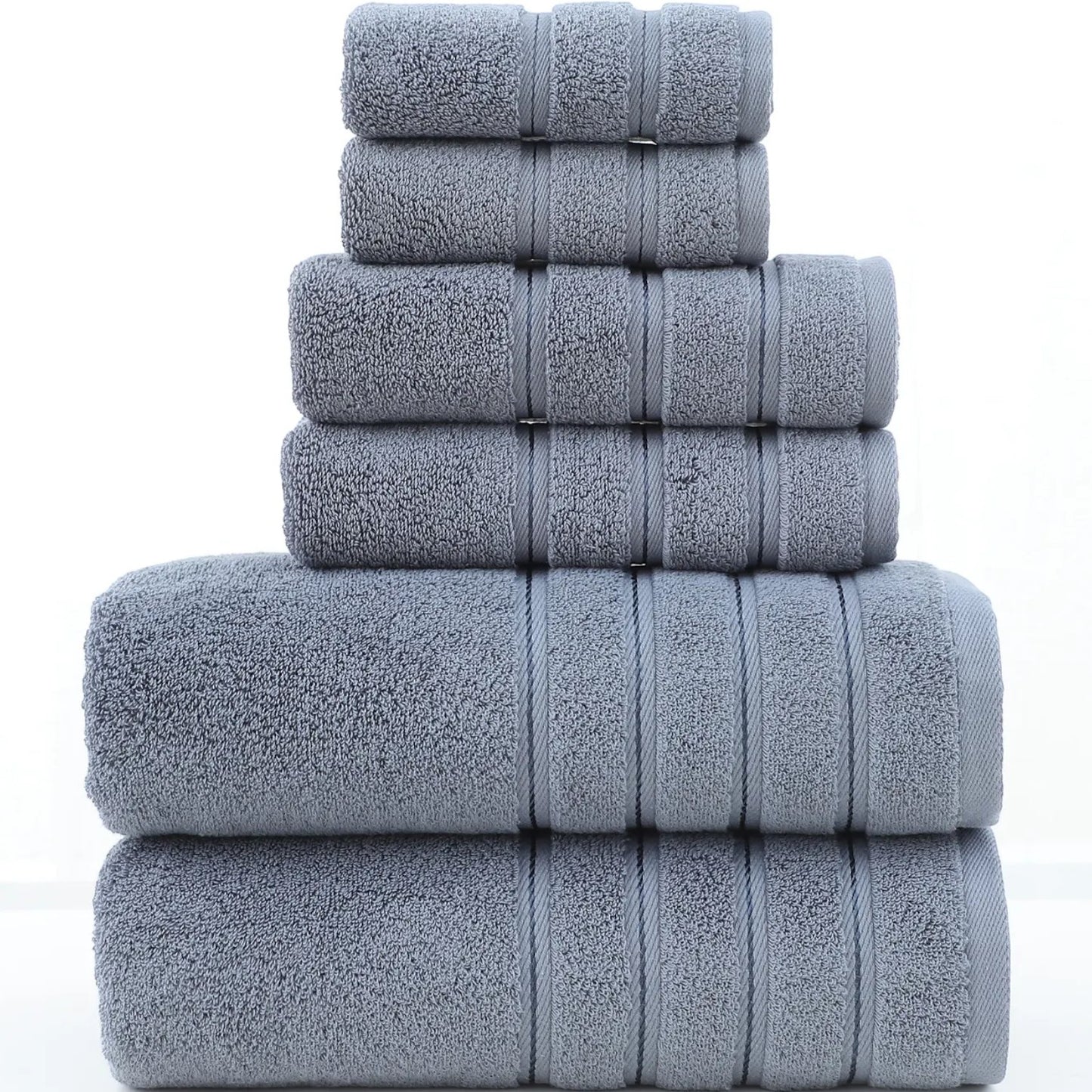 Six-piece cotton bath towel set in slate grey — Holm & Hearth
