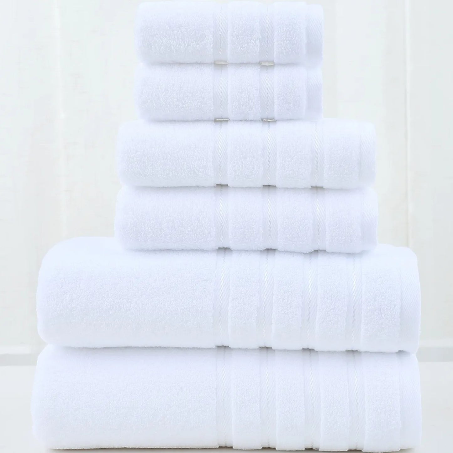 Six-piece cotton bath towel set in white — Holm & Hearth