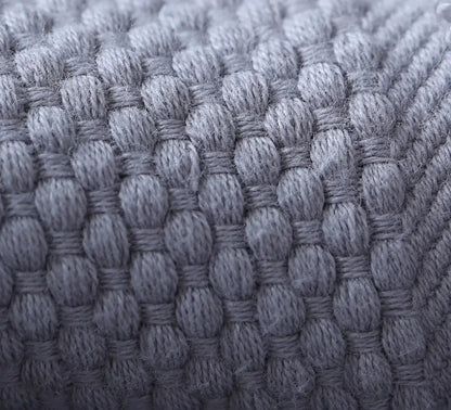 Close-up of slate cotton bath towel showing high-low loop weave — Holm & Hearth